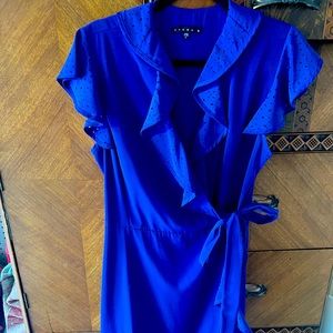 Ladies Tiana B Blue wrap style dress large